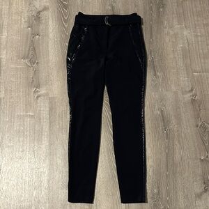 Marc Cain Sports Black High Rise Elegant Pants with Belt and Side Details‎